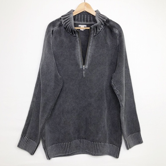 Carbon2Cobalt Gray chunky 3/4 zip pull over sweater - Picture 9 of 10